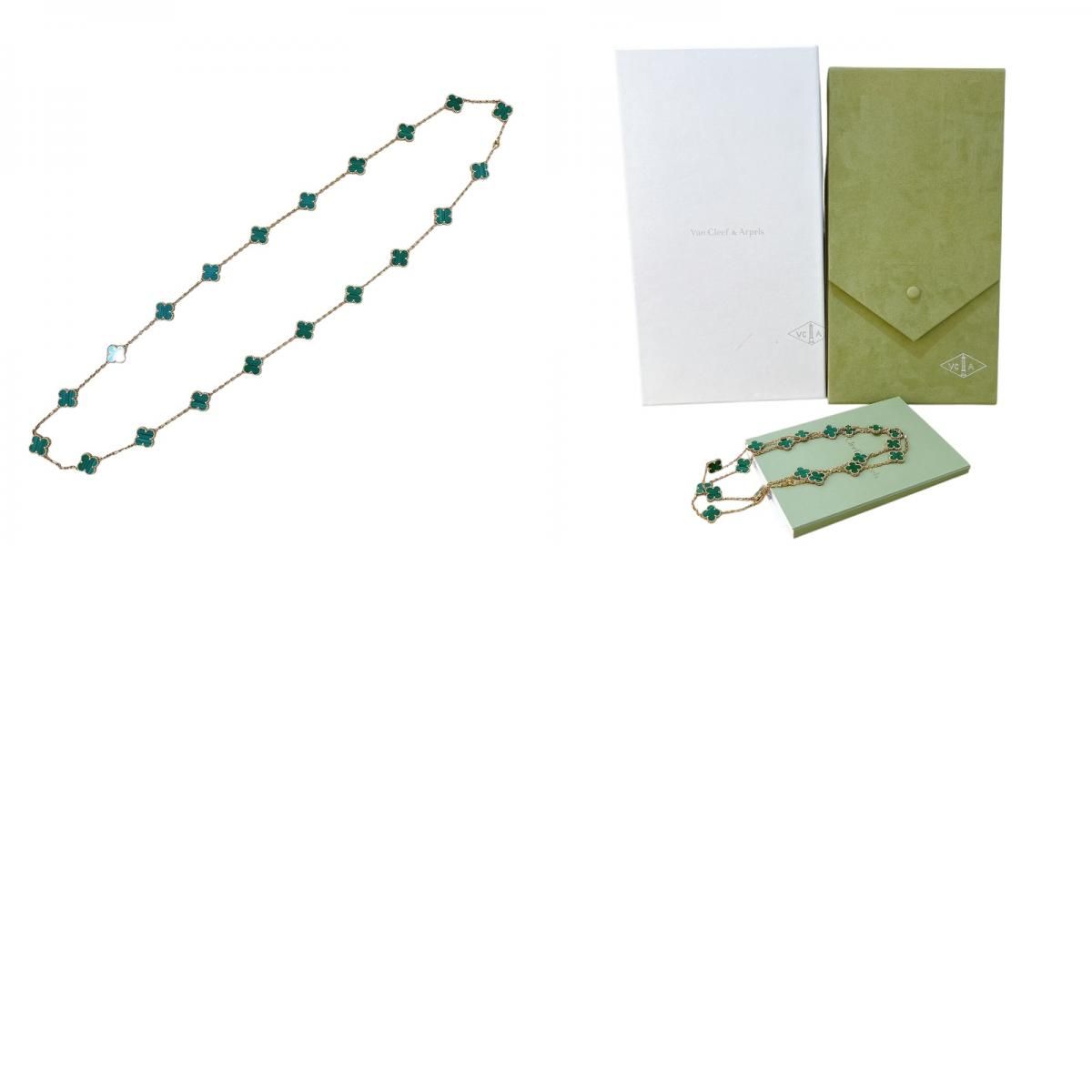 Van Cleef & Arpels Vintage Alhambra Long Necklace K18 Malachite