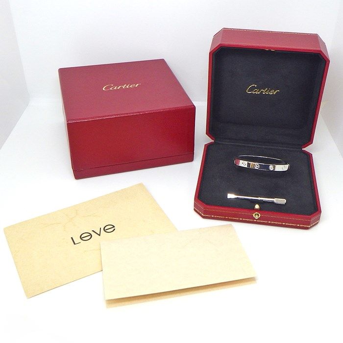 Cartier Love Bracelet MM with 0.42ct Diamonds in K18 White Gold