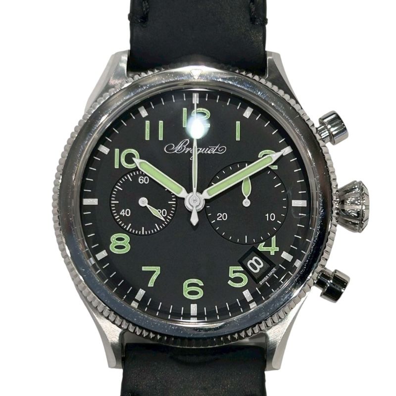 Breguet Type 20 Chronograph 2057ST/92/3WU - Black Dial, Leather Strap