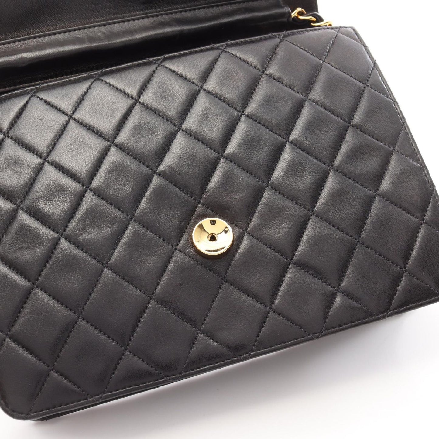 CHANEL Matelassé Single Flap Shoulder Bag in Black Lambskin