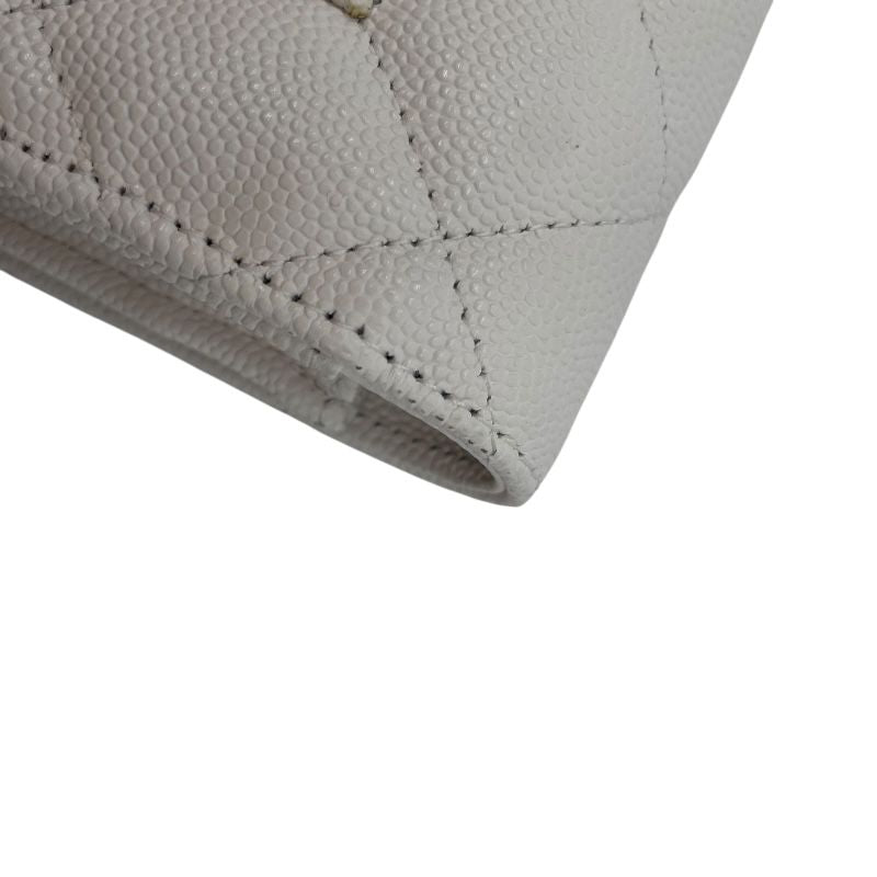 CHANEL Matelassé Chain Wallet AP0250 in White Caviar Leather