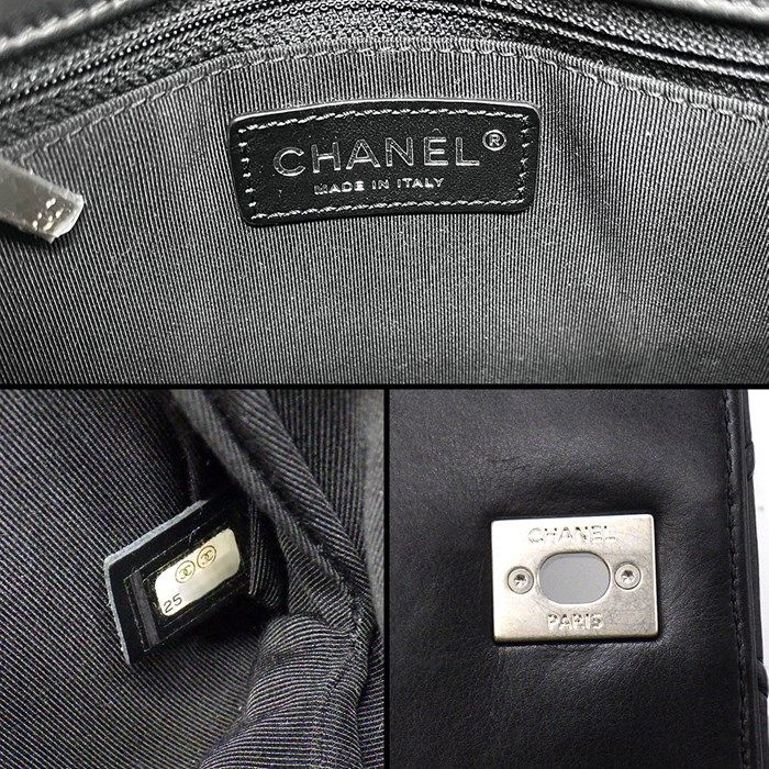 CHANEL Chevron Black Calfskin Shoulder Bag with Silver Hardware