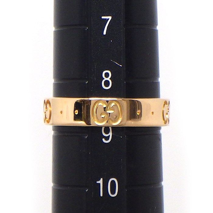 GUCCI Icon Slim GG Logo Ring in K18 Pink Gold - Size 8.5