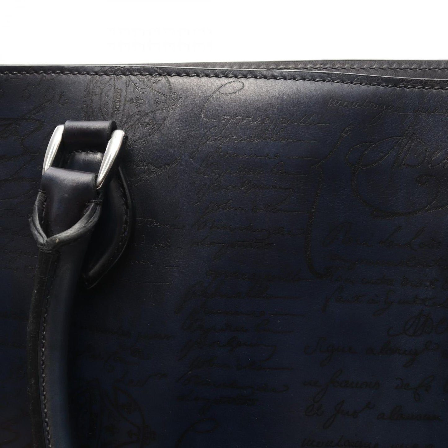 Berluti Trousseau Calligraphy Tote Bag in Navy Leather
