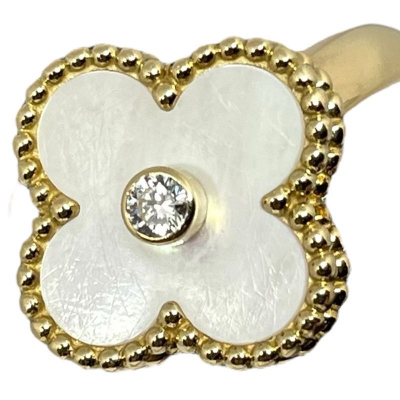 Van Cleef & Arpels Vintage Alhambra 1P Diamond Ring MOP 750