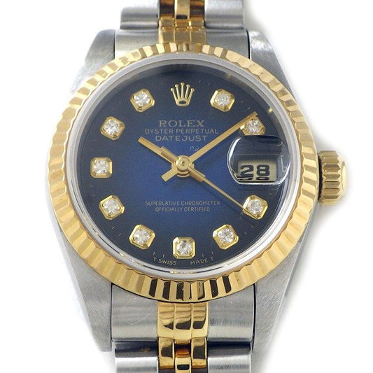 Rolex Datejust 69173G - Blue Gradient Dial with Diamond Indices