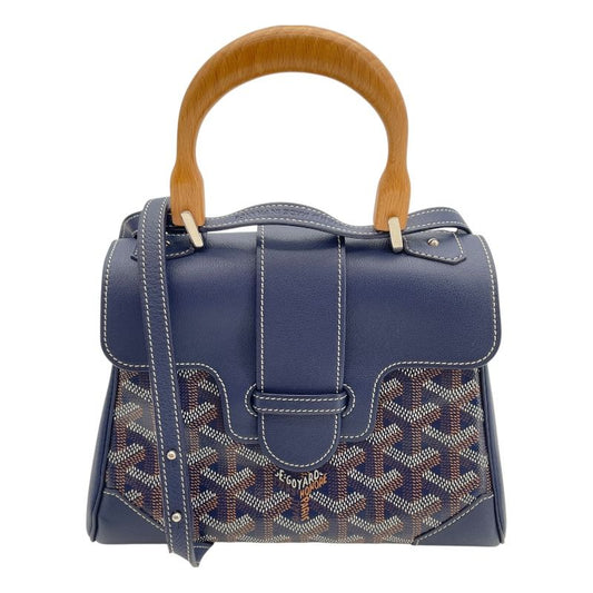 GOYARD Saigon Mini Navy Coated Canvas Shoulder Bag for Women