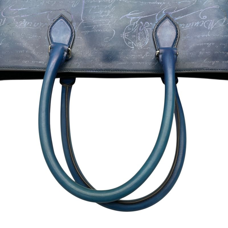 Berluti Trousseau Blue Scrit Leather Men's Tote Bag