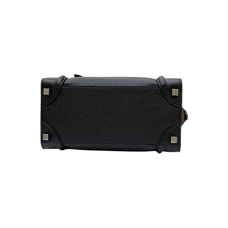 CELINE Luggage Micro Shopper Black Calf Leather Handbag