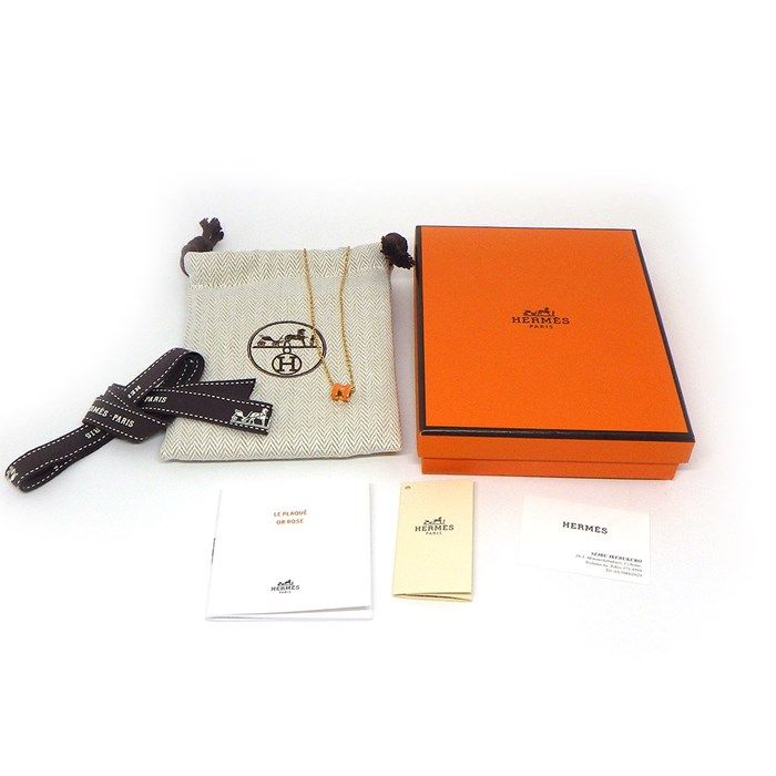 HERMES Mini Pop H Necklace in Orange Soie Lacquer - Exquisite Craftsmanship