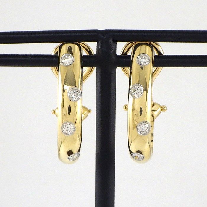 Tiffany & Co. Dots Drop Hoop Earrings with Diamonds in 18K Yellow Gold