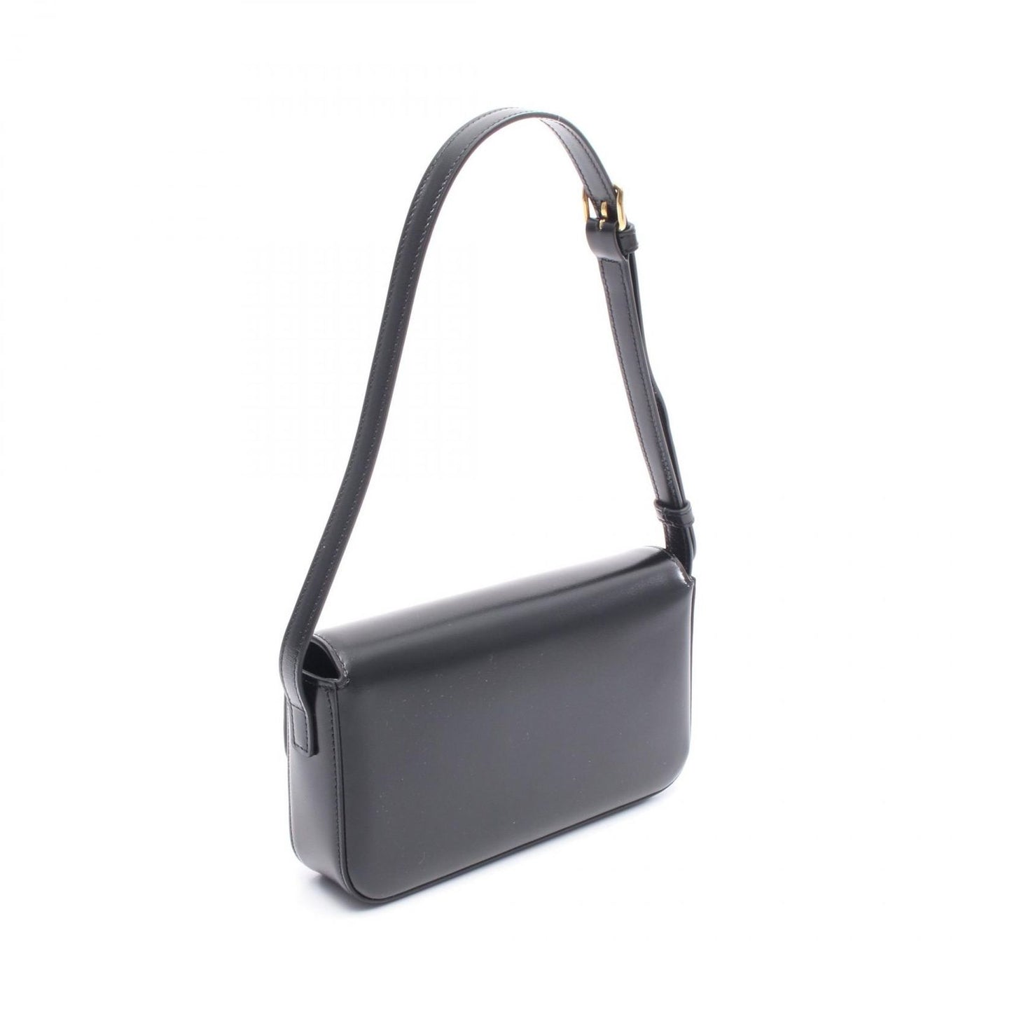 CELINE Claude Triomphe Shoulder Bag in Black Leather