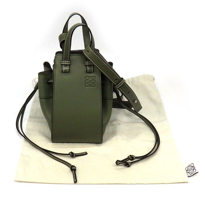 LOEWE Hammock Mini Drawstring Handbag in Avocado Green