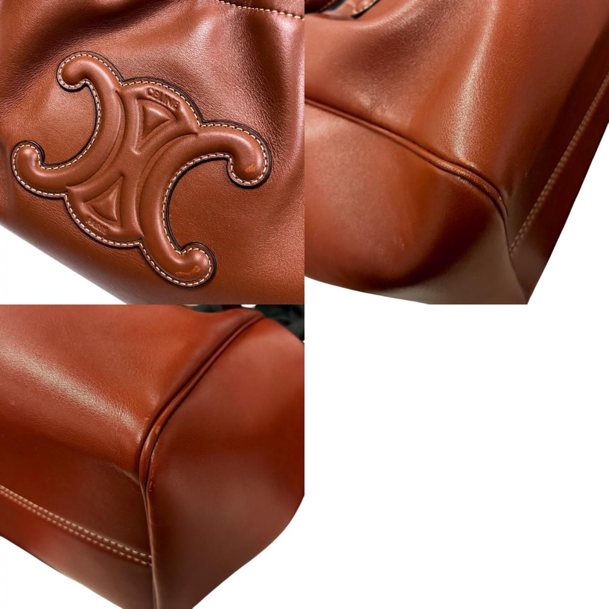 CELINE Small Cabas Drawstring Triomphe Bag in Tan with Gold Hardware