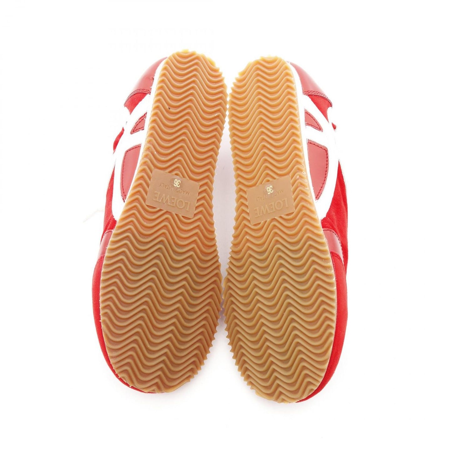 LOEWE Anagram Ballet Runner Sneakers in Red & White Leather