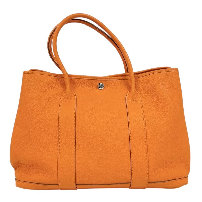 HERMES Garden Party PM Tote Bag - Orange with Silver Hardware