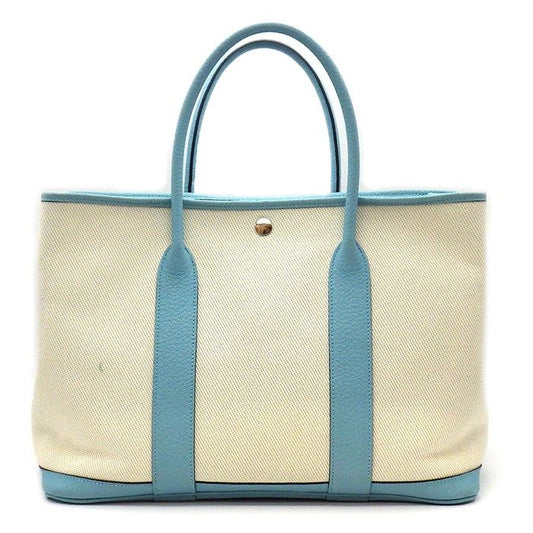 HERMES Garden Party PM Handbag - Atoll Blue & Ecru, 2016