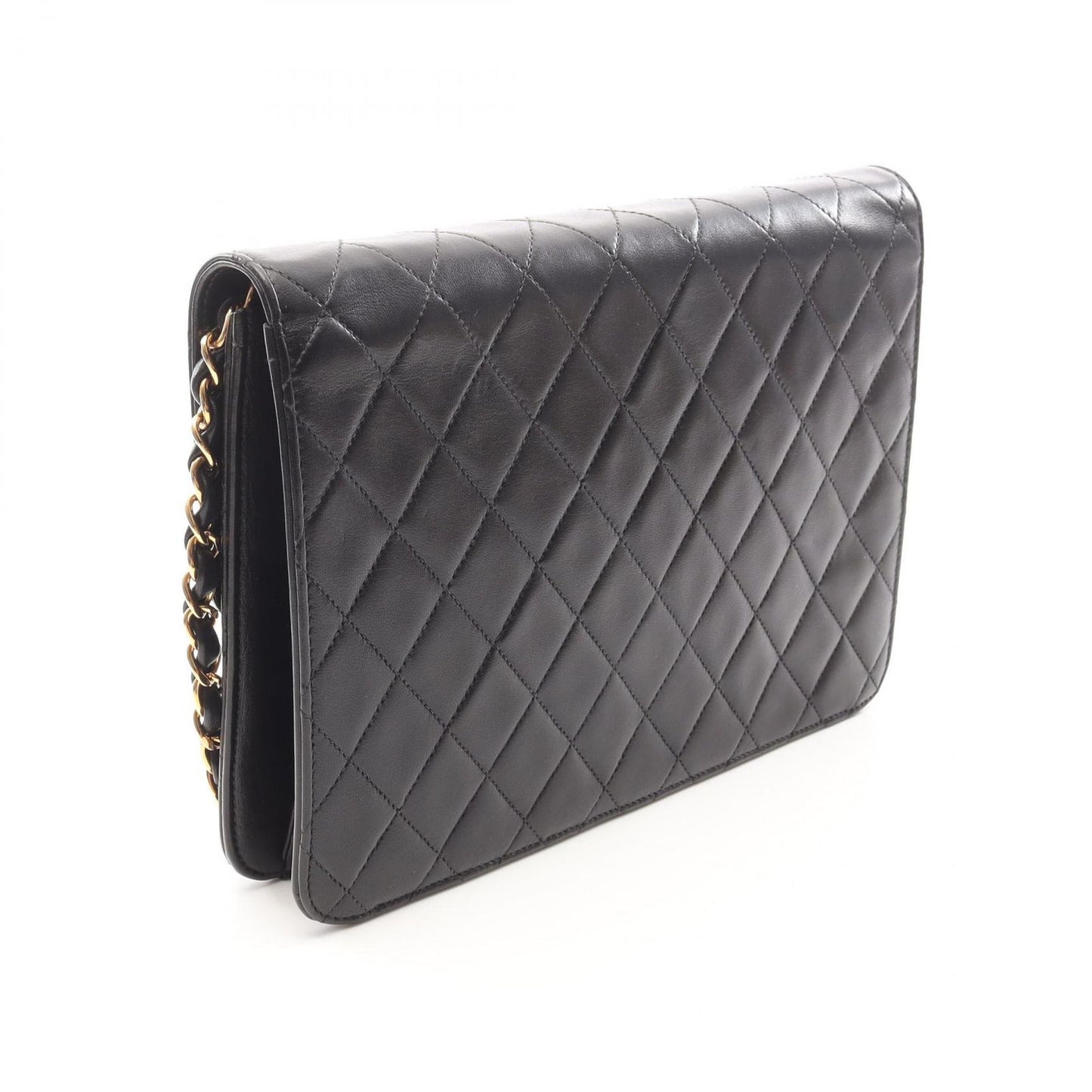 CHANEL Matelassé Single Flap Shoulder Bag in Black Lambskin