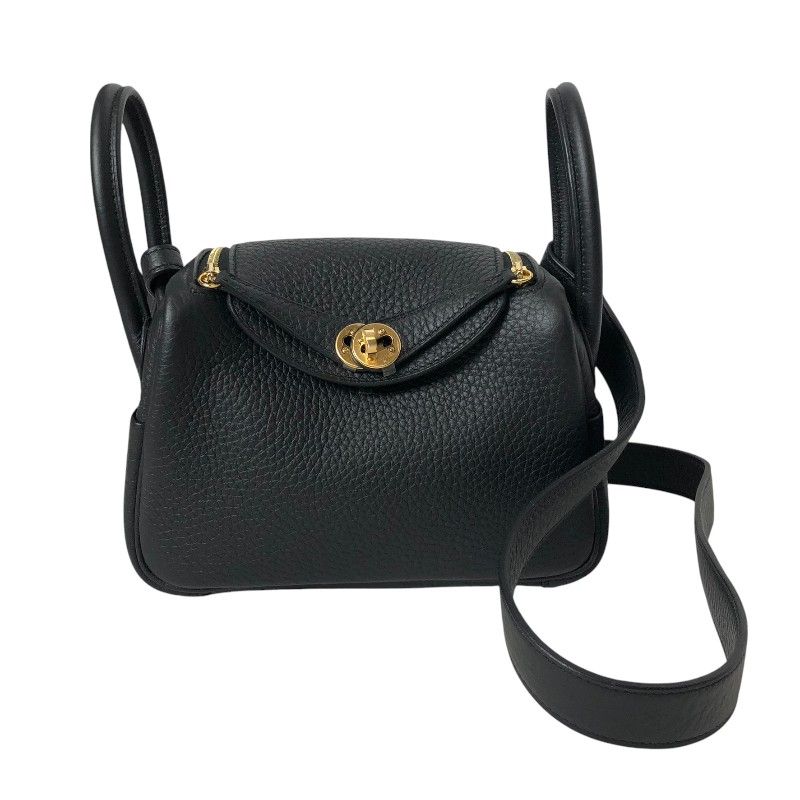 HERMES Lindy Mini Black & Gold Hardware - Timeless Elegance