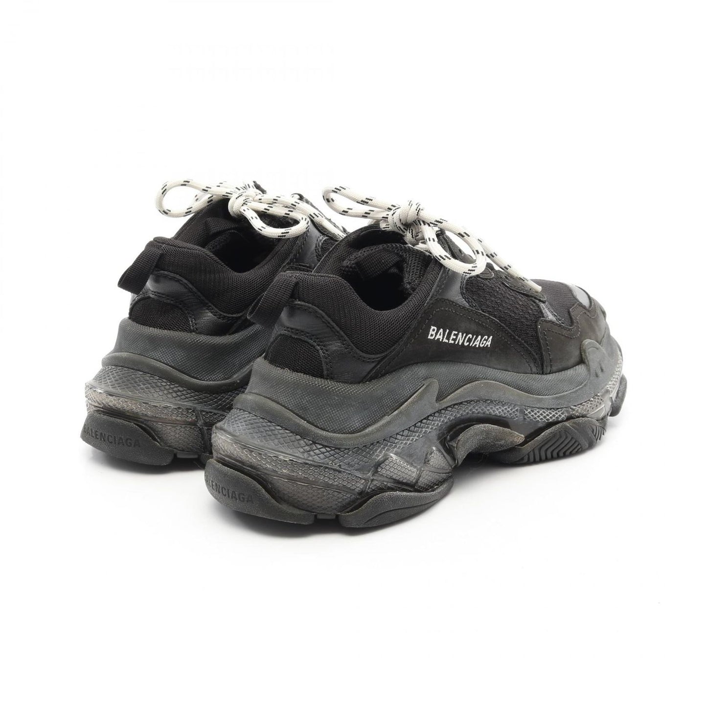 BALENCIAGA Triple S CLEAR SOLE Sneakers - Black Leather, Size 37