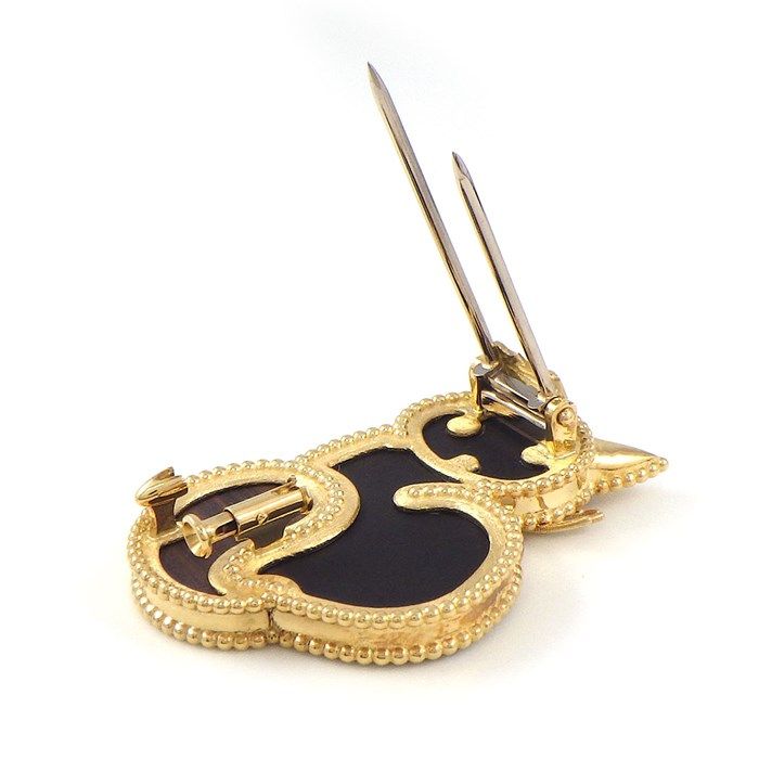 Van Cleef & Arpels Lucky Animals Cat Brooch in K18YG with Onyx & Obsidian
