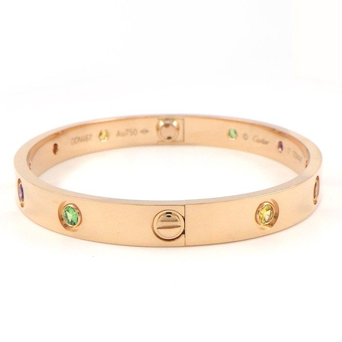 Cartier Love Bracelet with Multicolored Stones in K18 Pink Gold