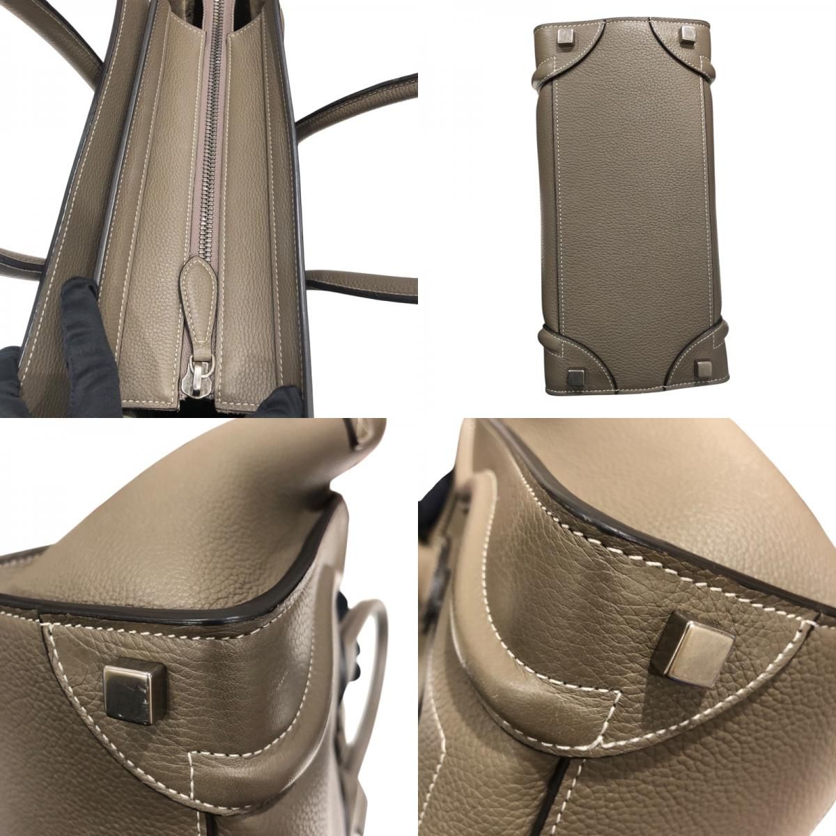 CELINE Luggage Micro Shopper Handbag in Grey with Silver Hardware