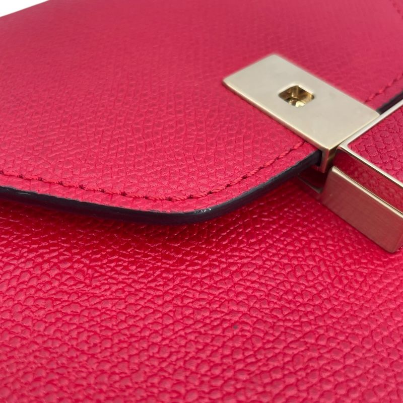 VALEXTRA Isee Mini Red Grained Calfskin Shoulder Bag