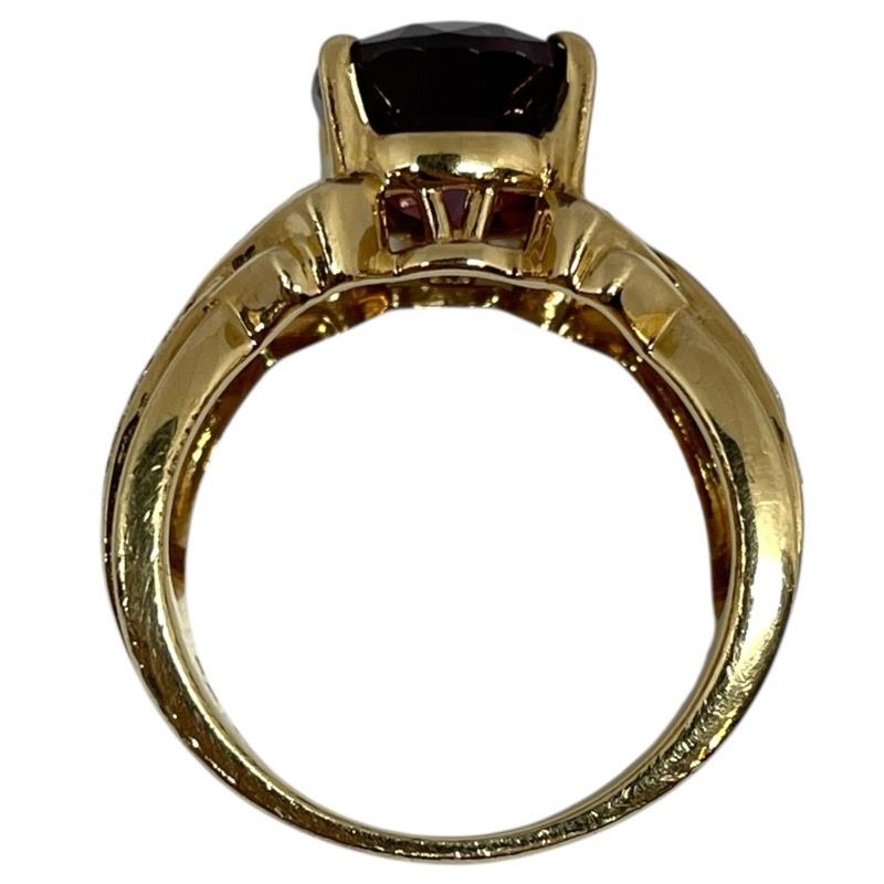 TASAKI K18YG Garnet Ring with Diamonds - Exquisite Craftsmanship