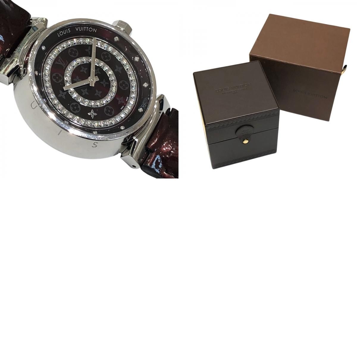 Louis Vuitton Tambour Disc Amarant Diamond GM Quartz Watch