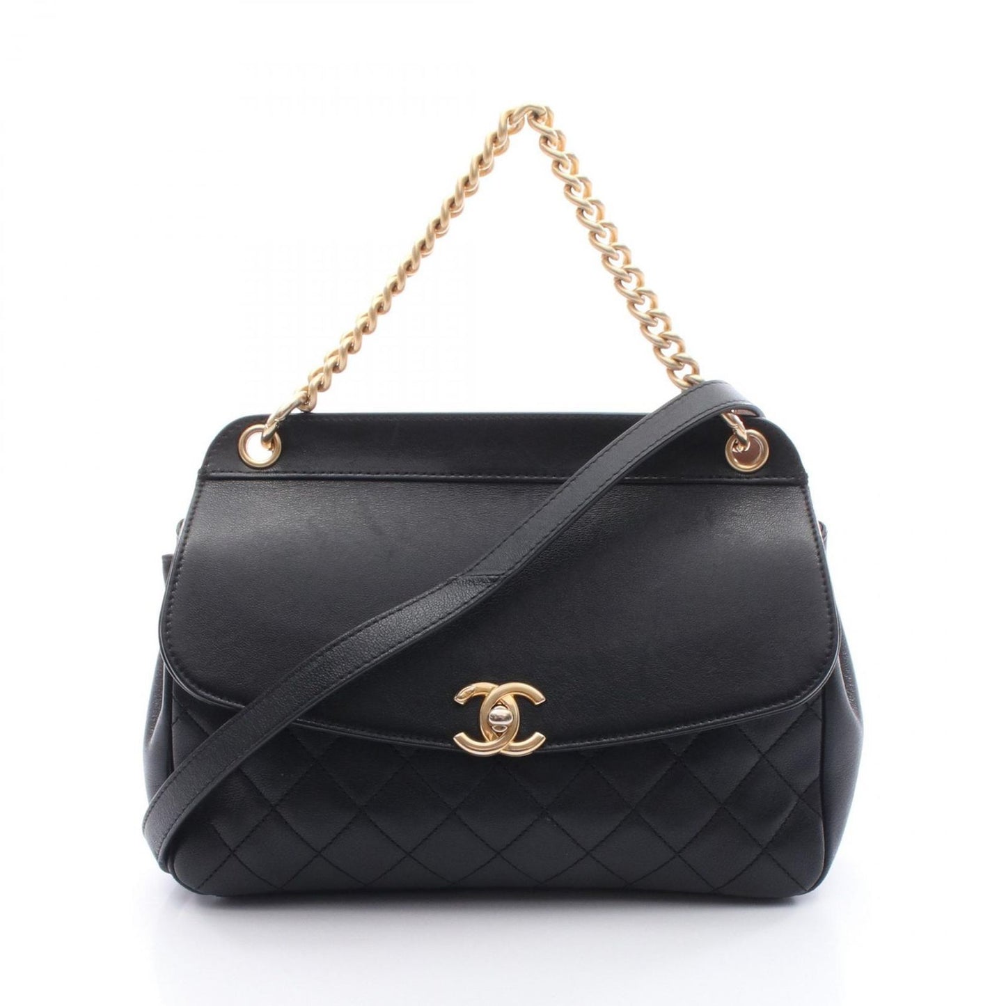 CHANEL Classic Matelassé Black Leather Shoulder Bag