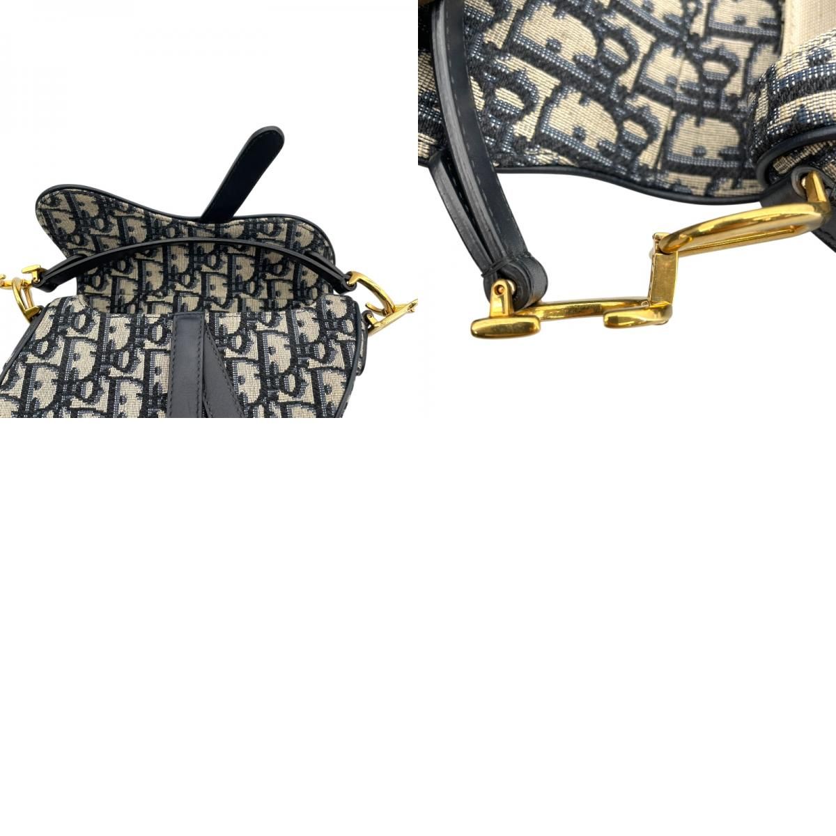 Christian Dior Vintage Mini Saddle Bag in Navy Oblique Canvas