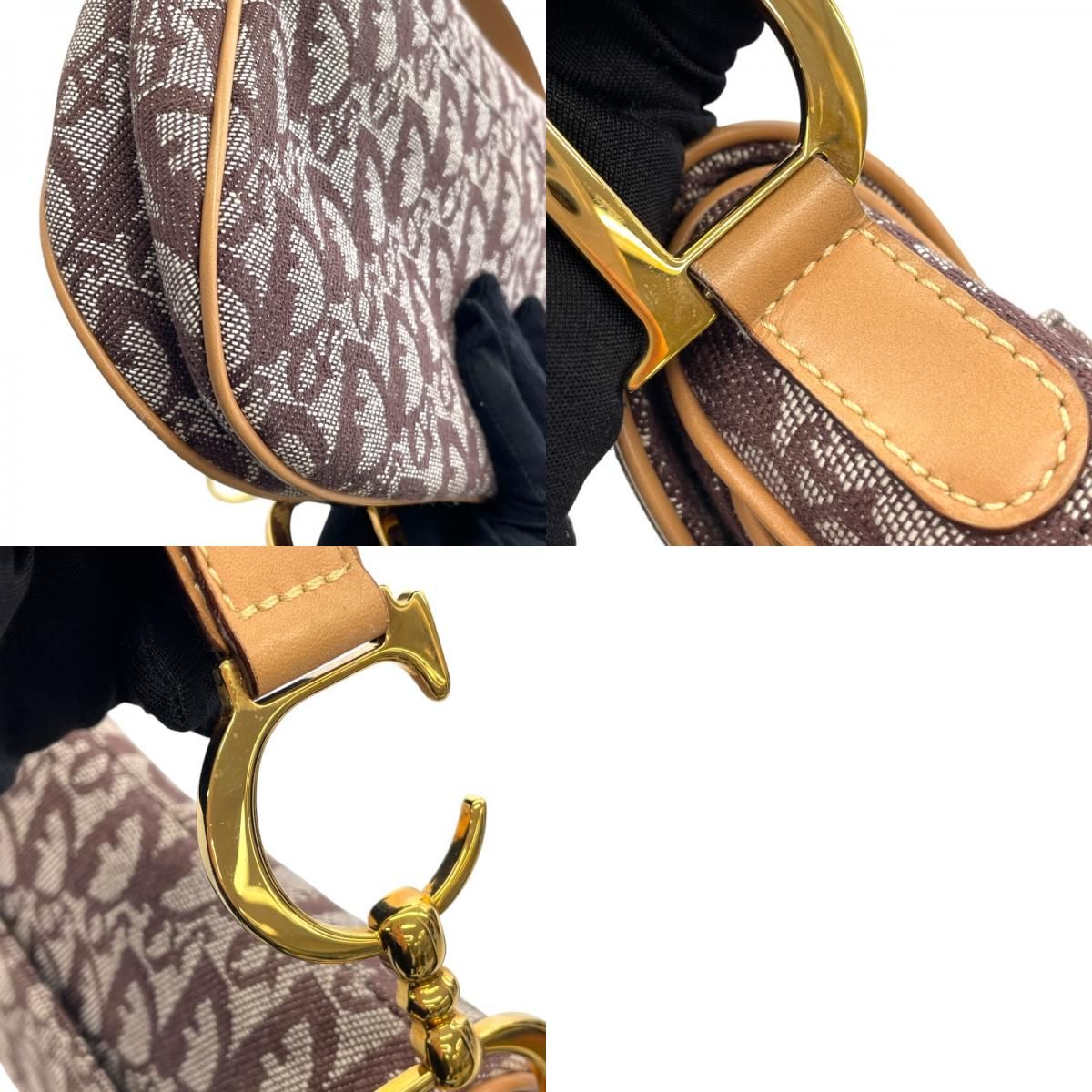 Christian Dior Trotteur Double Saddle Bag in Brown Jacquard
