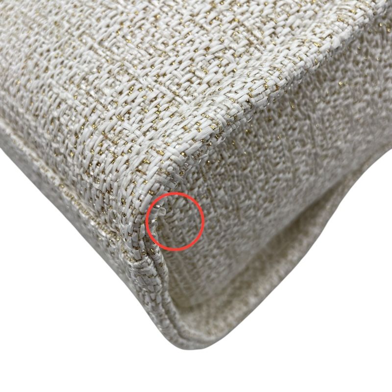 CHANEL Deauville PM White Tweed Tote Bag with Gold Hardware