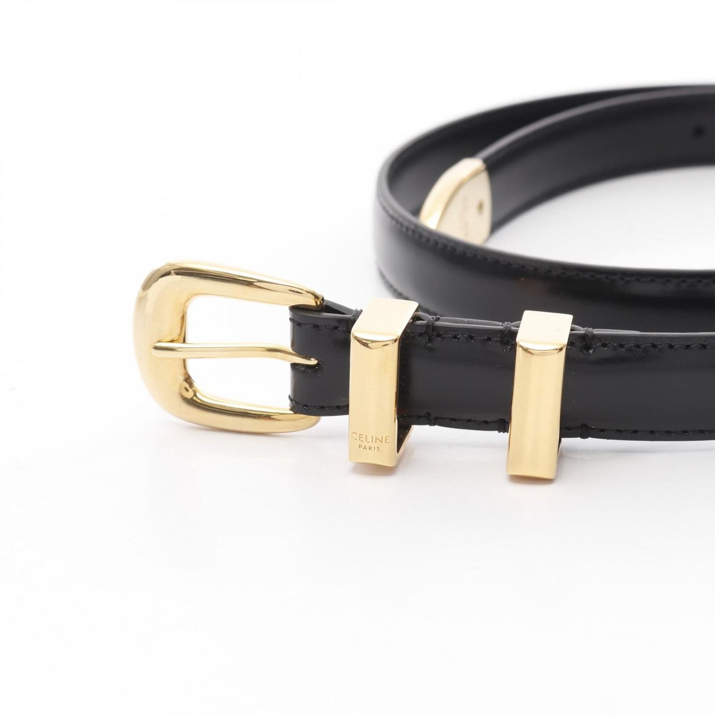 CELINE Small Western Belt in Black Leather - Timeless Elegance