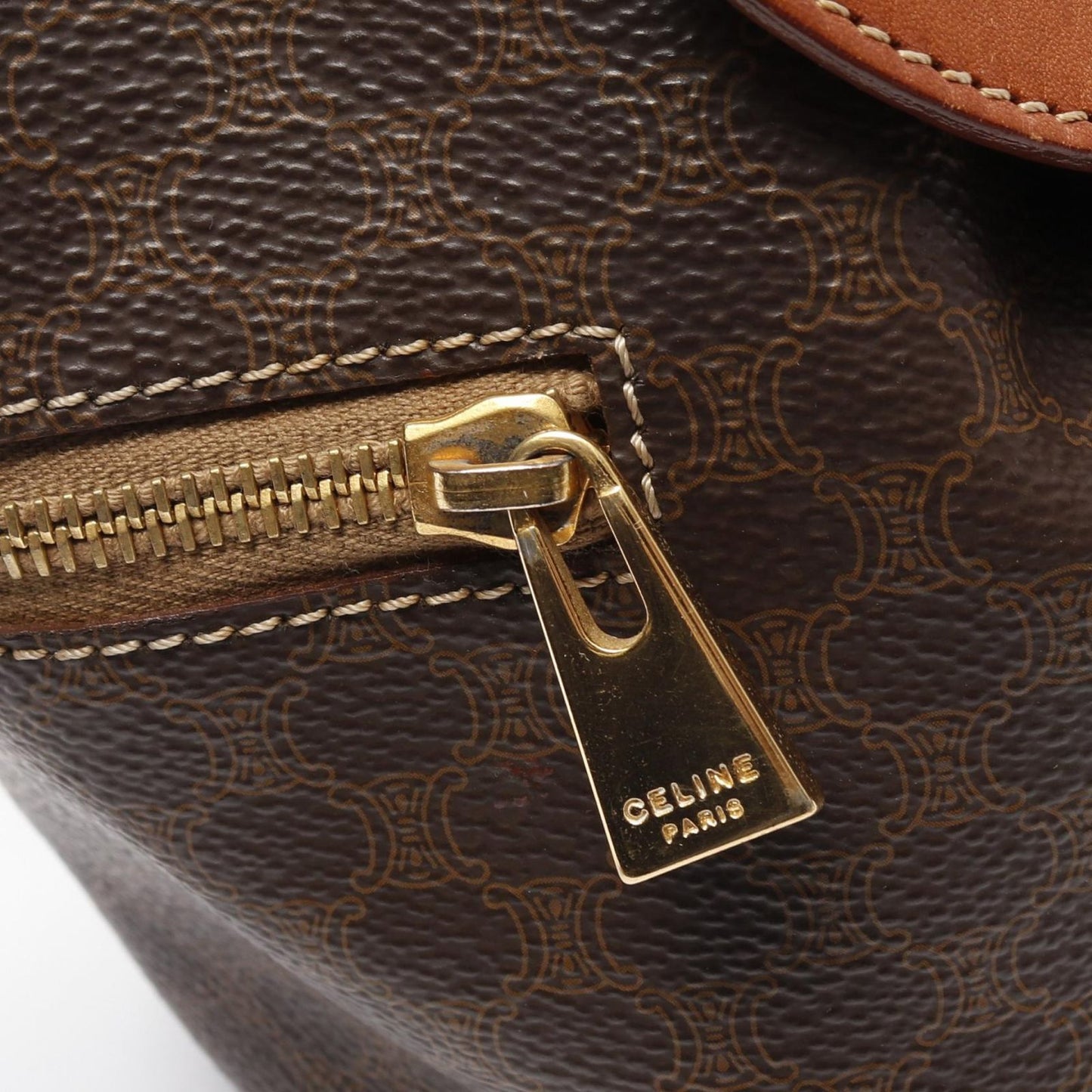 CELINE Macadam Brown Leather Backpack - Timeless Elegance