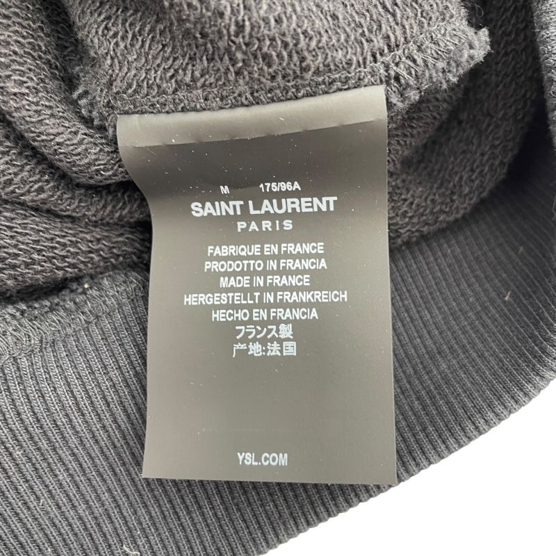 SAINT LAURENT Logo Hoodie in Black Cotton - Size M