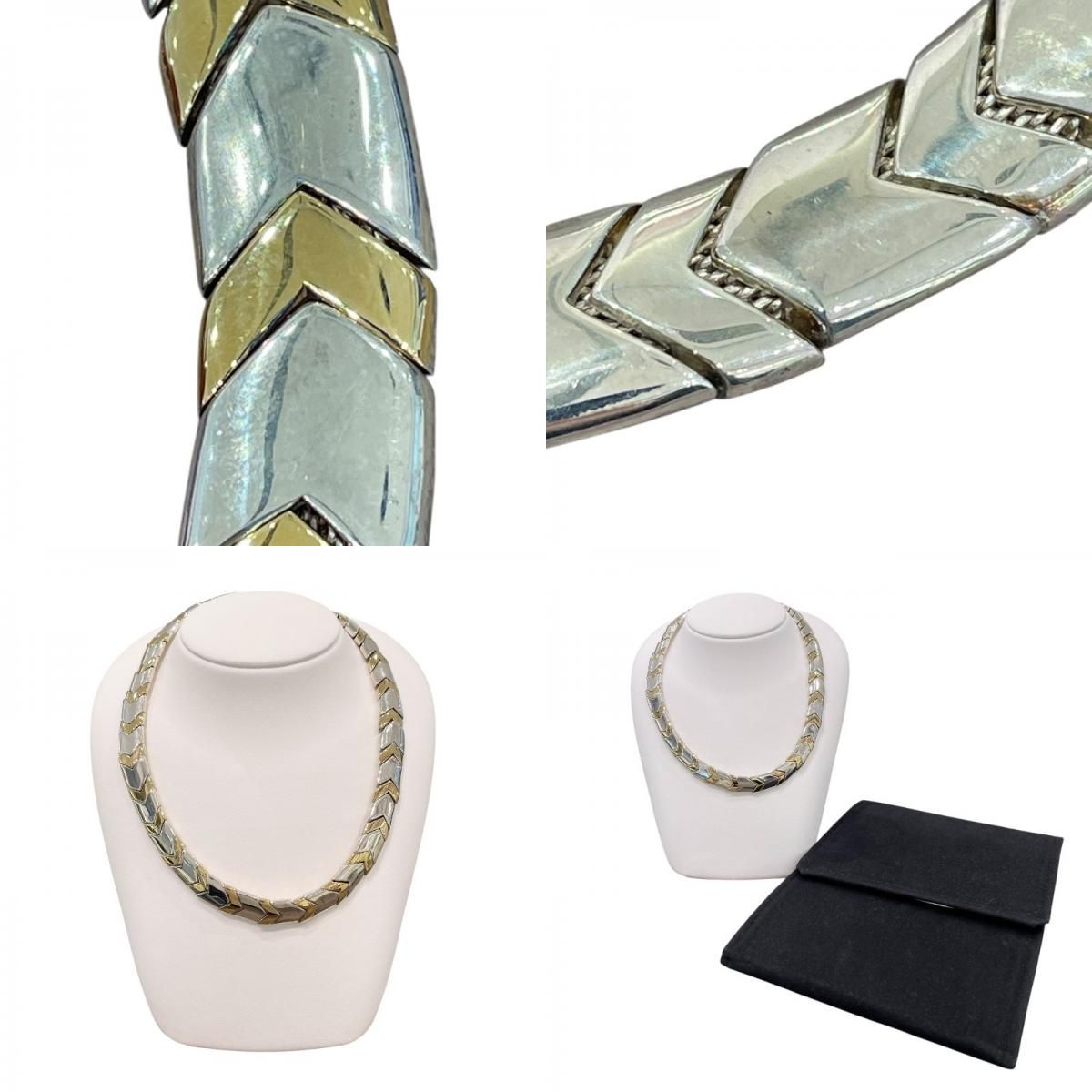 Tiffany & Co. 750YG/SV925 Combination Choker Necklace