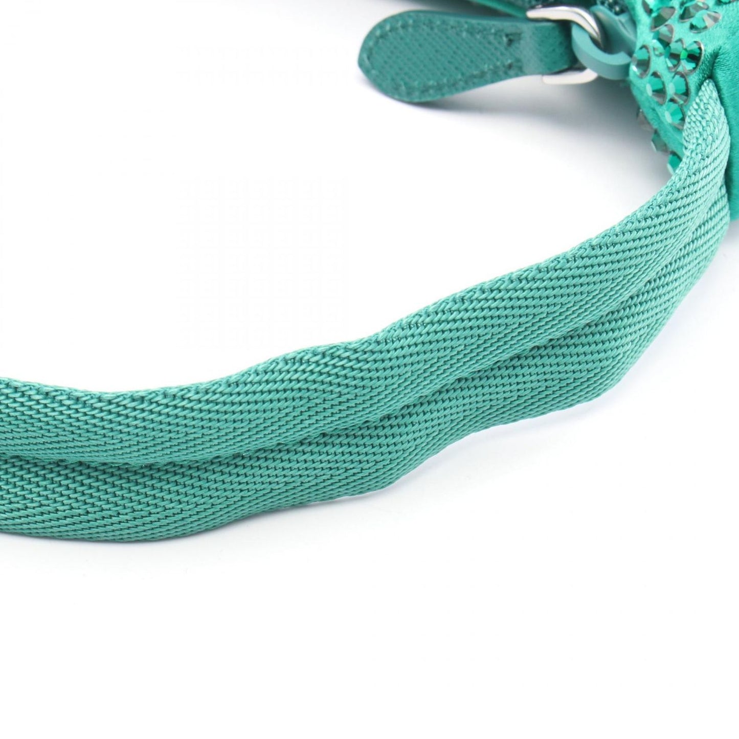 PRADA Re-Edition 2000 Handbag in Green Fabric with Crystals
