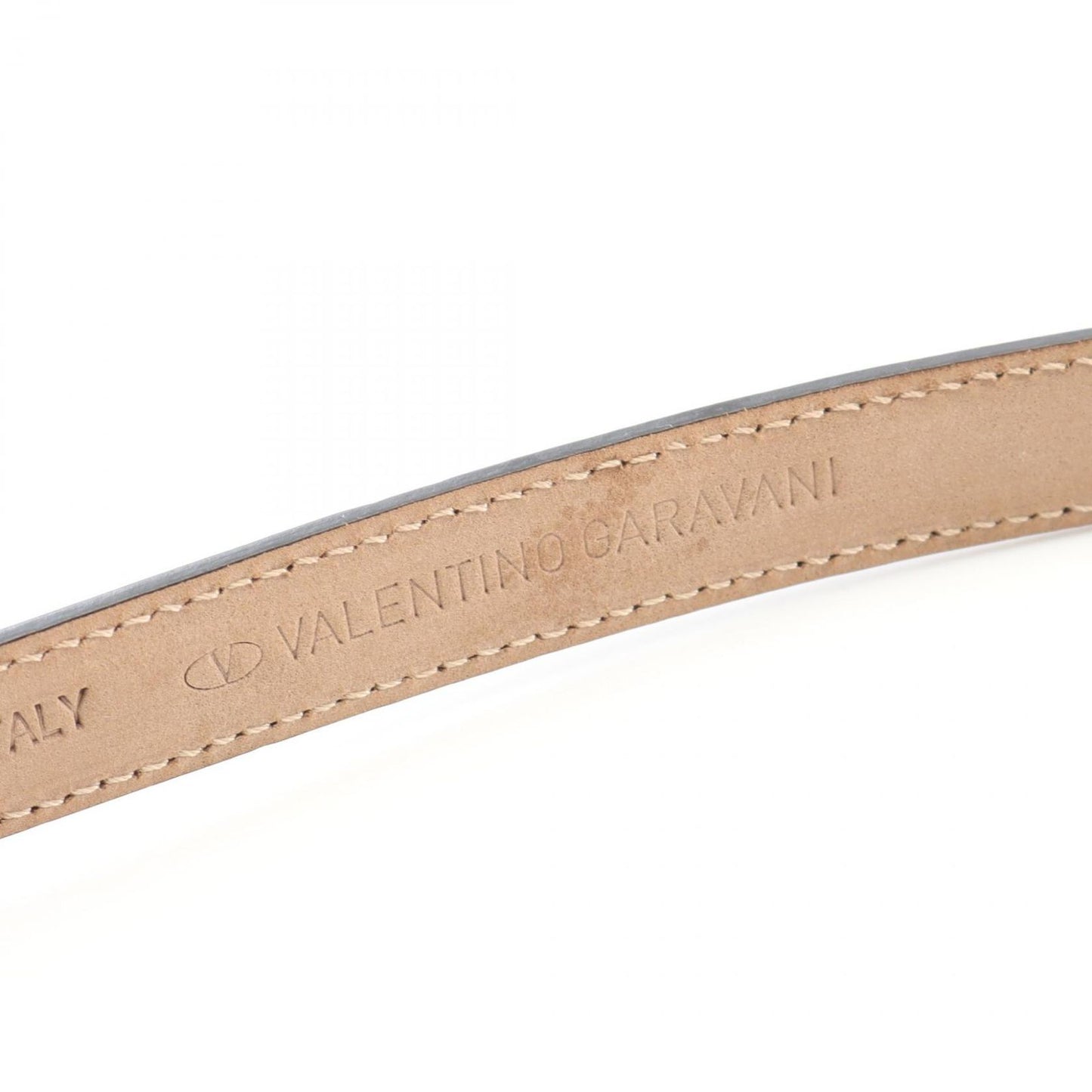 Valentino Garavani Rockstuds Black Leather Belt with Gold Accents