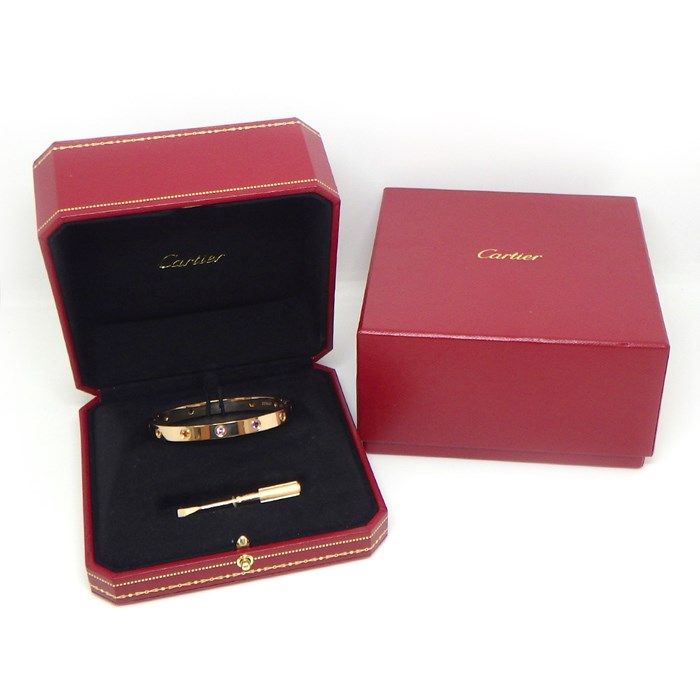 Cartier Love Bracelet with Multicolored Stones in K18 Pink Gold