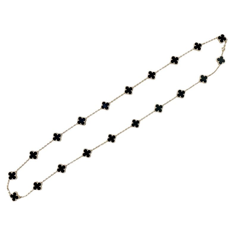 Van Cleef & Arpels Vintage Alhambra Long Necklace in K18 Gold & Onyx