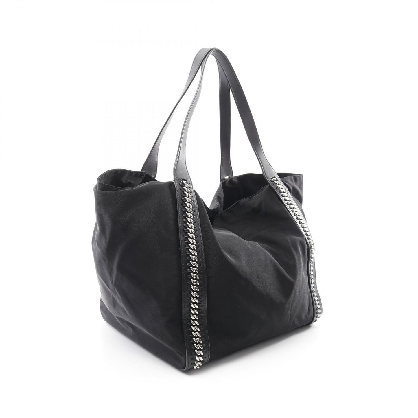 Stella McCartney Falabella Box Tote Bag in Black Nylon & Leather