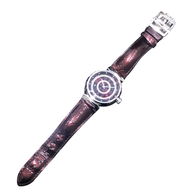 Louis Vuitton Tambour Disc Amarant Diamond GM Quartz Watch