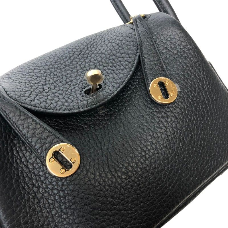 HERMES Lindy Mini Black & Gold Hardware - Timeless Elegance