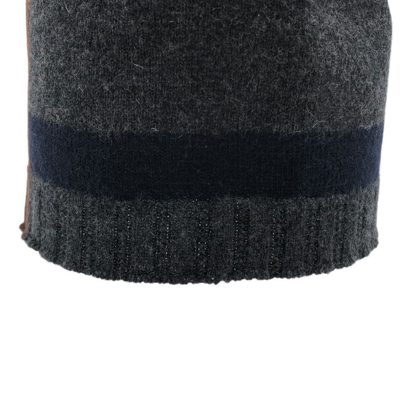 HERMES Wool Knit Cap in Gray, Brown, and Navy - Unisex Luxury Accessory