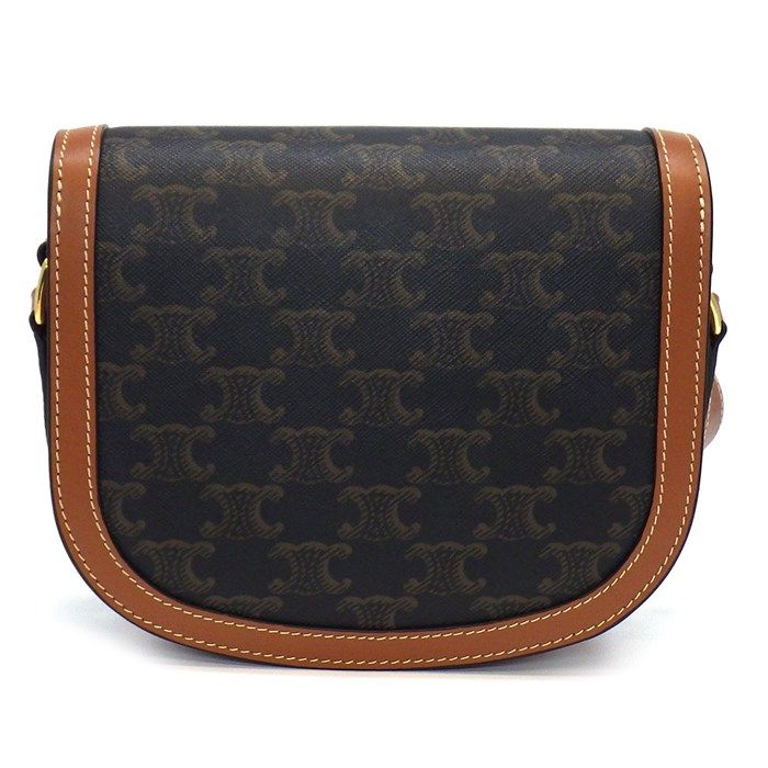 CELINE Teen Buzas Claire Shoulder Bag in Tan Canvas & Calfskin