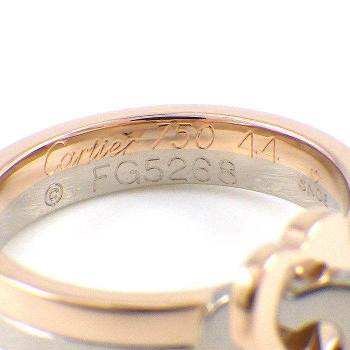Cartier C2 Double Heart Pinky Ring in K18PG & K18WG - Size 4