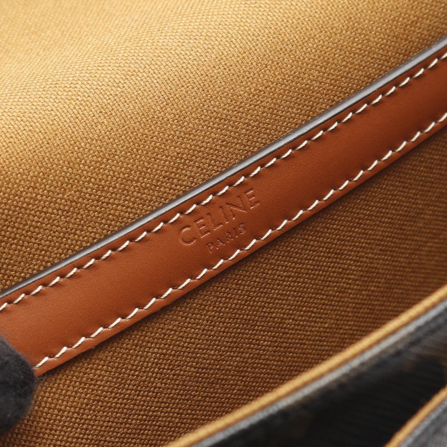 CELINE Falco Medium Shoulder Bag in Black/Brown PVC Canvas