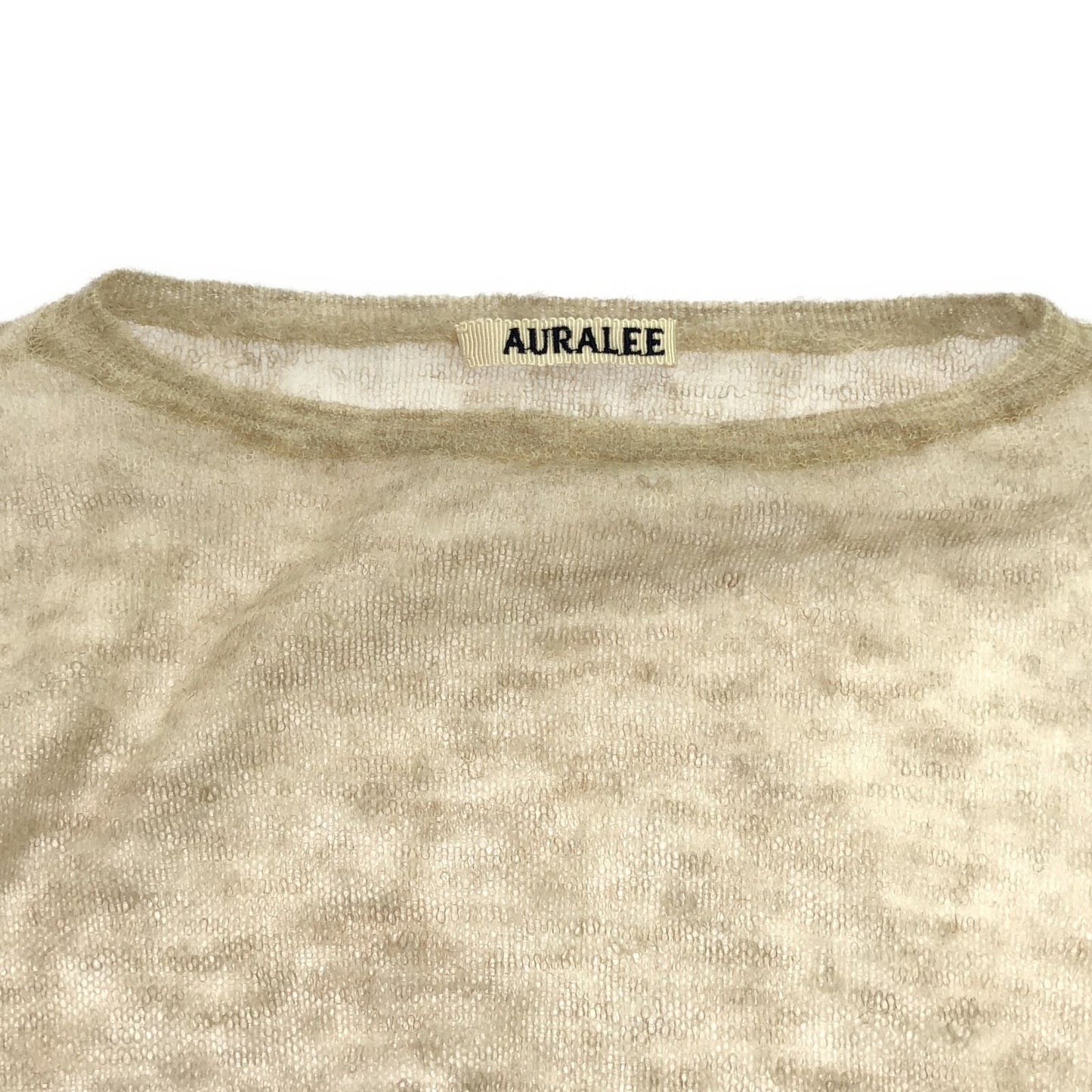 AURALEE Kid Mohair Sheer Knit Boat Neck in Beige - Exquisite Craftsmanship